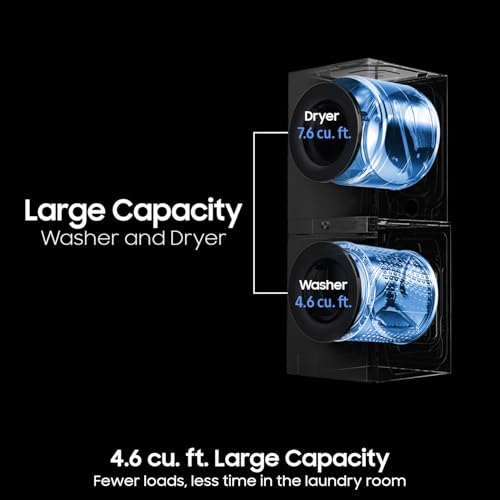 Image of Samsung Bespoke AI Laundry Hub Large Capacity 4.6 cu. ft. Single Unit Washer with Steam Wash and 7.6 cu. ft. Gas Dryer in White, WH46DBH100GWA3