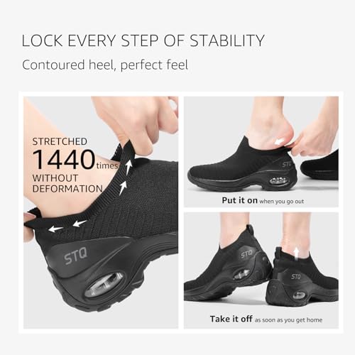 STQ Walking Shoes for Women Non Slip Work Shoes Comfort Slip on Sneakers3