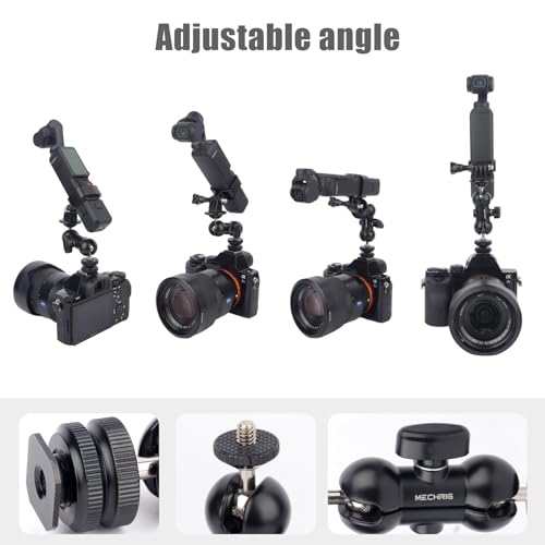Mechrig Cold Shoe Mount Expansion Adapter for DJI Osmo Pocket 3,Ajustable 360°Ball Head for DSLR Hot Shoe Mount,Vlogging and Dual Camera Setup - image 7