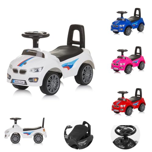 Chipolino Children's Sprinter Push Car Storage Space Under Seat Music Horn Backrest, Colour: White