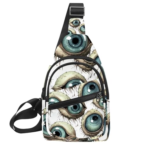 Mochila cruzada para entrenamiento y viajes con diseño multicolor Halloween Eyeballs