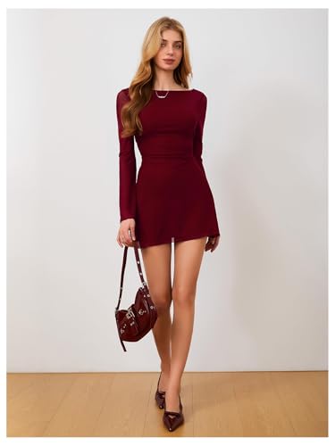 Image of MakeMeChic Women's Cheetah Print Mini Dress Y2k Bell Sleeve Leopard Print Dress Going Out Outfits