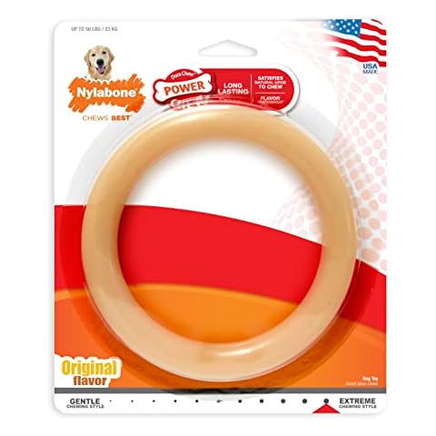 Nylabone Dura Chew Giant Ring Extreme Tough Dog Chew Toy, Original Flavour, Large, for Dogs Up to 23 kg Cover
