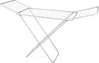 Varal de Chão Dobrável Vertical Branco 185x91x105cm Abas Laterais Diversas Divisórias Portátil Compacto Leve Aço Pintado Organização Roupas Toalhas Lavanderia (GRANDE)