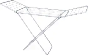 Varal de Chão Dobrável Vertical Branco 185x91x105cm Abas Laterais Diversas Divisórias Portátil Compacto Leve Aço Pintado Organização Roupas Toalhas Lavanderia (GRANDE)