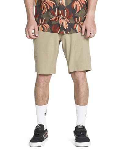 Volcom Pantalones Cortos Chinos híbridos de Queroseno de 53,3 cm para Hombre, Caqui, 34