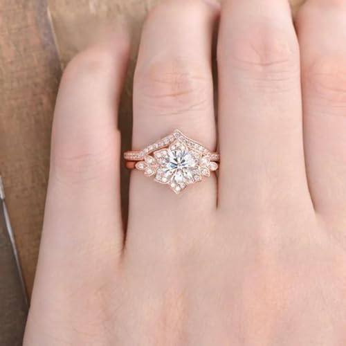 Bague fleur or rose le cadeau idéal avec sa pierre blanche - 5
