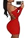 TOB Women's Sexy Off Shoulder Backless Lace Up Club Bodycon Mini Dress,Red,Medium