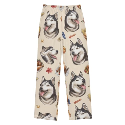 Husky Turkey Boys Long Pants Soft Trousers Elastic Waist Kids Lounge Bottoms with Pockets S-XL