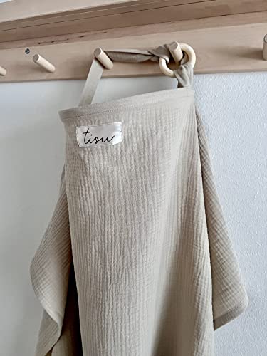 Image of Nursing Cover for Baby Breastfeeding & Pumping | Multi Use Car Seat Stroller Cover | Breathable Soft Muslin Cotton | Breast Feeding Apron & Shawl by TISU (Oat Beige (Neutral))