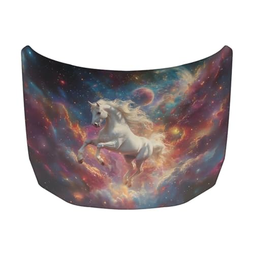 Image of Car Hood Cover Protector Horse Galaxy All-Season Protection for Cars Decor Waterproof Sunproof Car Hood Flag for Most Sedans SUV Trucks Pickup