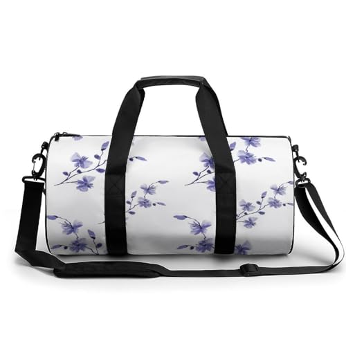 Sac de voyage fleur blanche et violette pour camping et randonnée