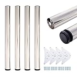 sossai® Premium Tischbeine TBGN | höhenverstellbar | Farbe: gebürsteter Nickel | 4 Stück | Höhe: 71 cm (710 mm) einstellbar +2cm | Montagezubehör inklusive