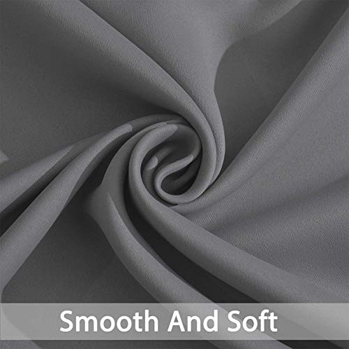 Yakamok Room Darkening Gray Blackout Curtains Thermal Insulated Grommet Curtain Panels For Bedroom, 52W X 84L, Grey, 2 Panels, 2 Tie Backs Included #TOP5