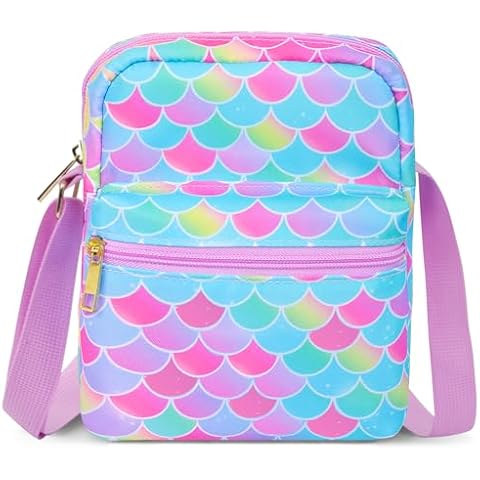 Girls Crossbody Purses for Kids Age 4-12 Purse for Little Girl Small Messenger Bag Cute Shoulder Bag Christmas Gifts Mermaid Purse Cover