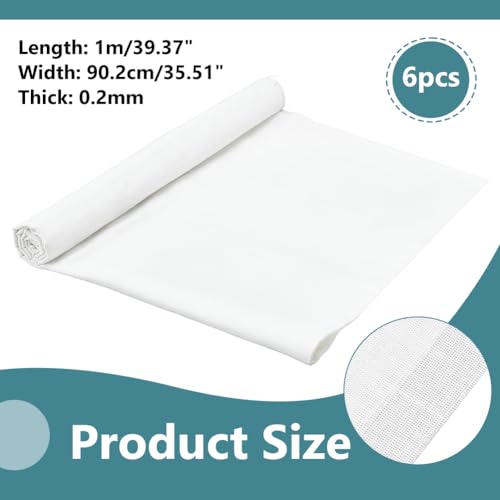 NBEADS 6 peças de tecido de algodão branco, tecido de popelina de algodão natural tecido de musselin