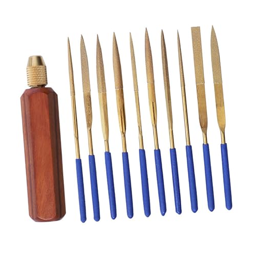 Tomantery Juego de Limas Pequeñas de Joyeros, de Palisandro Duradero para Herramienta de Tallado de Madera y Metal para Fabricación de Joyas, Limas de Aleación de 11 Piezas, para Reparación de