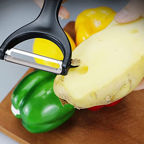 Foto von 2 Stück Sparschäler, Kartoffelschäler Edelstahl Gemüseschäler, Universalschäler für Obst und Gemüse(Schwarz Grün)