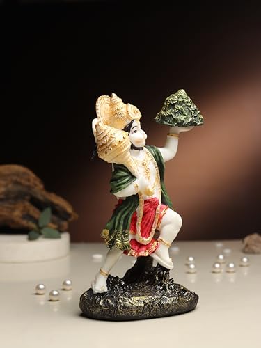 Image of ARMONIA Hanuman Ji God Idol for Home Decor - 9 Inch Resin Bajrangbali Murti Figurine, Best Spiritual Gift for Wedding, Pooja Room, Car Dashboard, Living Room,Housewarming (Including Cloth)