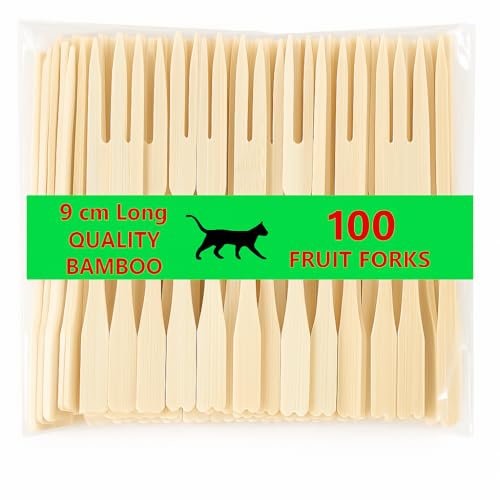 Whispering Fantasy 100pcs 9cm Wooden Fruit Forks, Disposable Wooden Forks