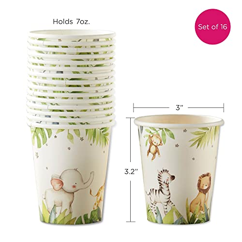 Kate Aspen Safari Baby Shower Decorative Paper Cups 7Oz., One Size (Pack Of 16 Party Cups) |Perfect Tableware For Jungle Baby Showers & Birthdays #TOP5