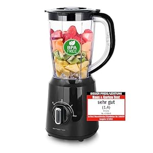 Emerio blender, BPA-vrij, crush ice functie, 1,5 l houder, 2 snelheden + pulse-functie, roestvrijstalen mes, veiligheidsschakelaar, vaatwasmachinebestendig, 500 watt