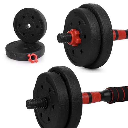 Kurzhantelset Arni, 2er Set Hantel 27mm, Kurzhantel & Langhantel mit Gewichten 10kg bis 40kg, extra Lange Verbindungsstange - Fitnessgerät aus Kunststoff für Zuhause – Bild 4