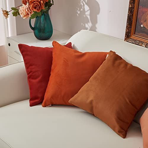 Tayis Brown Throw Pillow Covers, Polyester-Cotton Soft Solid Square Accent Pillow Cover 18X18 Set Of 4 Decorative Suitable For Sofa Couch Bed Car Home #TOP2