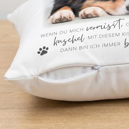 DEL MÀ Unique & Personal Andenken an verstorbenen Hund personalisiert Kissen mit Foto zur Erinnerung & Trauer Dekokissen mit Spruch Hundebesitzer Hundehalter Geschenk 40x40 cm inkl. Füllung