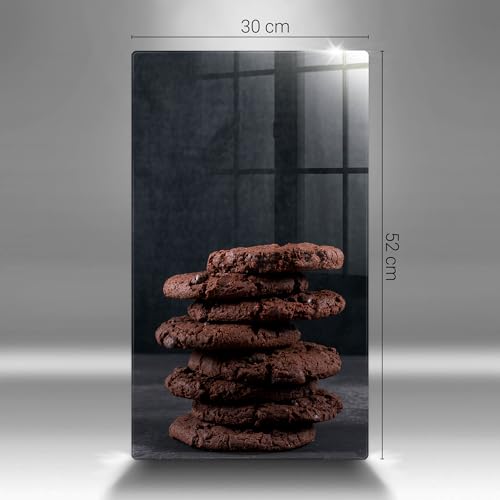 Planche à découper induction Wallfluent 30x52 cm en verre résistant motif biscuits