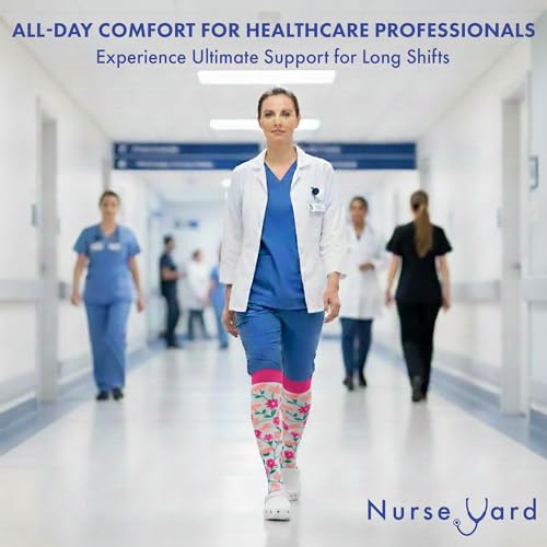 Image of Nurse Yard Compression Socks for Nurses - Women & Men - 20-30mmHg Graduated Compression, For Medical Staff, Athletes - 1 Pair