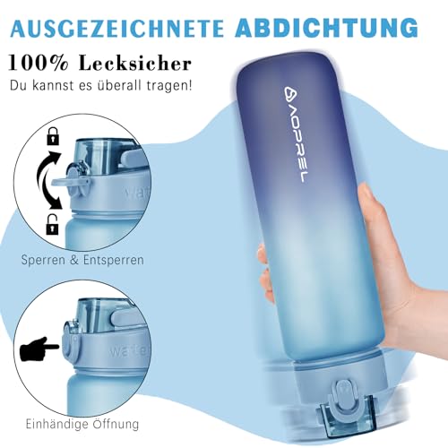 AOPREL Trinkflasche 1l, Trinkflasche Sport Tritan & BPA-Frei Wasserflasche Mit Filter und Bürste, Auslaufsicher Sportflasche Für Fitness, Wandern, Camping, Schule und Büro 3