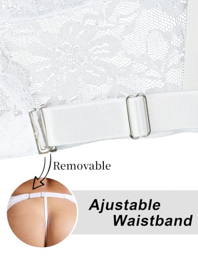 Image of Women Floral Lace Garter Belt Plus Size Suspender Belt Set with 4 Straps