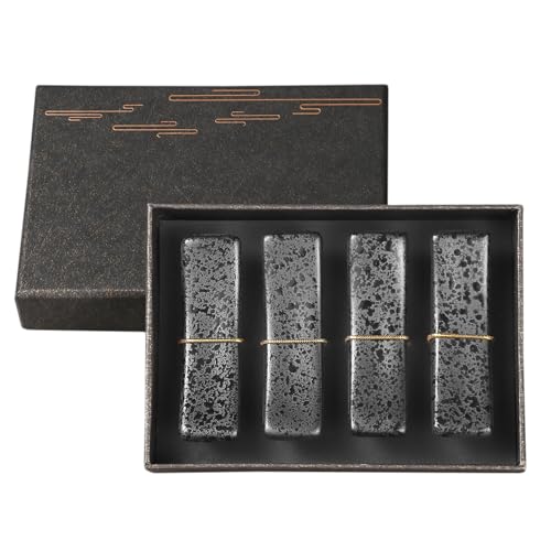 Youda Essstäbchen Ablagen Essstäbchenhalter Set mit 4 Keramik Essstäbchen Ständer Rack Löffel...