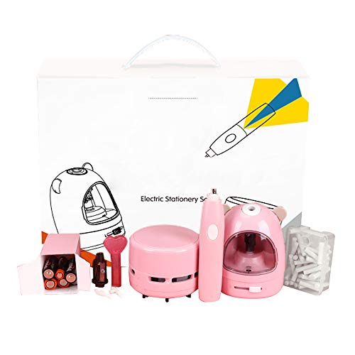 Automatischer Bleistiftspitzer Elektrischer Anspitzer Bleistiftspitzer-Set Batterie Betrieben Inklusive Radiergummi und Mini-Staubsauger sowie