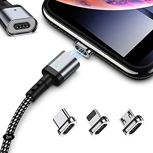 マグネット 充電ケーブル SUNTAIHO 3in1 miniUSBケーブル【2Mx1本セット】QC3.0急速充電とデータ伝送 磁石 磁気 防塵 着脱式 ライト マイクロUSB Type-C コネクタ タイプc Micro USB Cable LEDインジケーター付き - SYCX001 (2mケーブル&3個マグネット) マグネット 充電ケーブル SUNTAIHO 3in1 miniUSBケーブル【2Mx1本セット】QC3.0急速充電とデータ伝送 磁石 磁気 防塵 着脱式 ライト マイクロUSB Type-C コネクタ タイプc Micro USB Cable LEDインジケーター付き - SYCX001 (2mケーブル&3個マグネット)