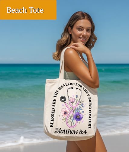 Image of Aesthetic Christian Gifts Tote Bag for Church, Religious Tote Bag for Bible Study, Medium Size with Inner Pocket