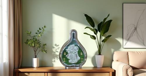Image of 999 Pure Silver Radhakrishna Pan Stand | Idol with PoojaPan for Home Temple, Office & Hall Decor | Luxury Spiritual & Corporate Wedding Gift | Tabletop (5 inch x 3.75 inch)