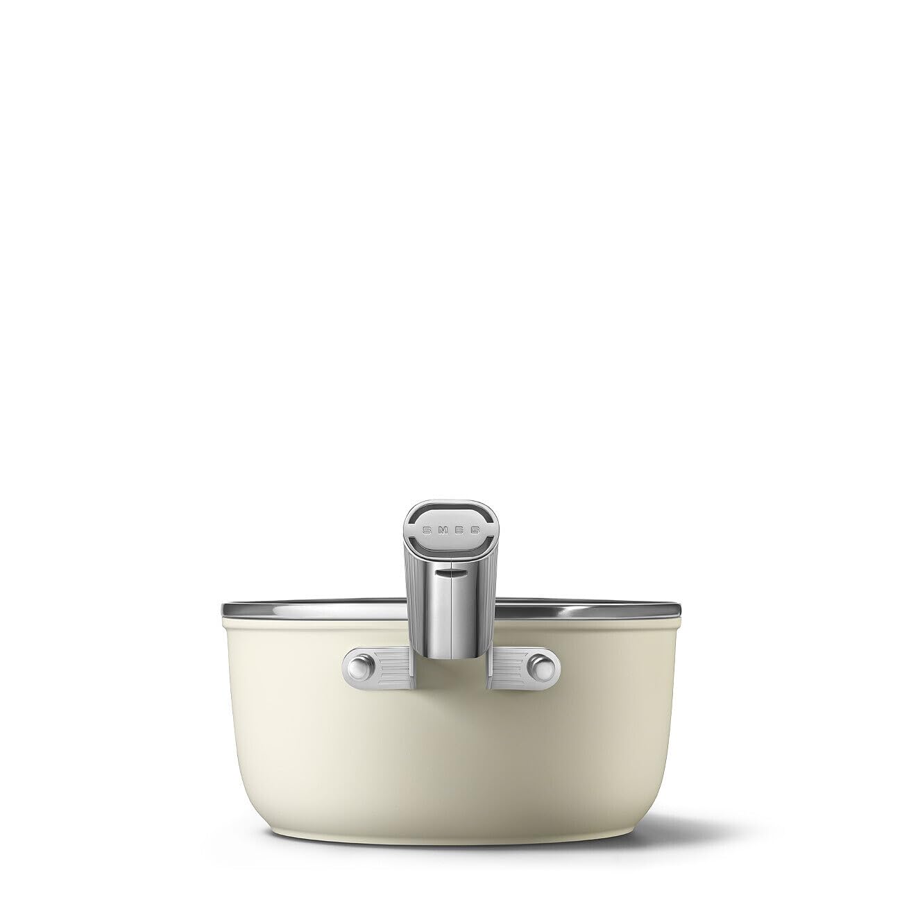 Smeg, SPF2012CRM Antihaft-Kochtopf, Durchmesser 20 cm, PFAS-freie Keramikbeschichtung, Edelstahlgriff, für alle Herdarten geeignet, ofenfest bis 250 °C, Fassungsvermögen 3,1 cl, Mattcreme