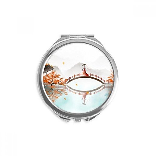 Miroir de maquillage portable aquarelle style chinois automne comme cadeau original