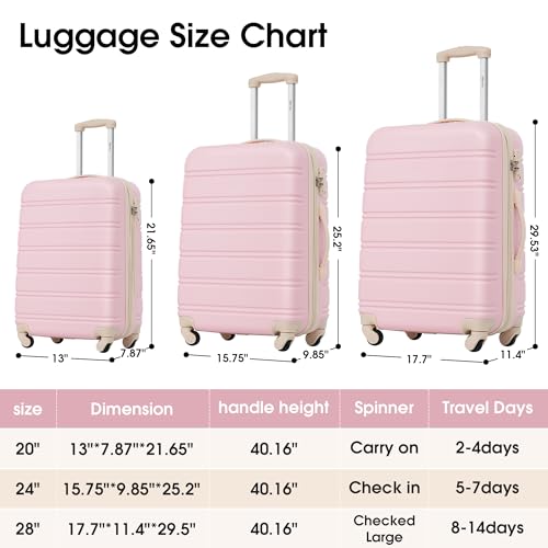 Carry on Luggage Suitcase Set 3 Piece with Spinner Wheels, Hardside Expandable Spinner Luggage 3 piece luggage sets with easy wheel with Combination Lock2