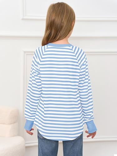 Image of Haloumoning Girls Striped Long Sleeve Shirts 5-14 Years