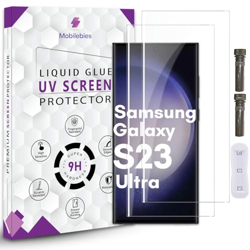 Image of UV Tempered Glass Screen Protector For Samsung S23 Ultra (6.8 Inch, Pack of 2) Advanced UV Curved Screen Guard, Case Friendly with installation kit & Guide