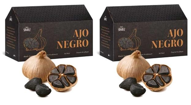 Familia Suárez Ajo Negro de Las Pedroñeras | Pack 2 cajas 4 cabezas | 100% Natural, Dulce y Fácil Digestión | Potente Antioxidante, Beneficios Circulatorio e Inmunitario | Producto Español Gourmet