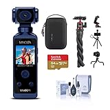Minolta MN4KP1 4K Ultra HD Wi-Fi Enabled Pocket Camcorder, Blue Bundle with 64GB microSD Card,...