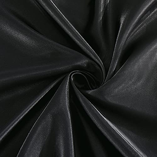 Image of Ersmak Satin Fitted Sheet Only, Luxury Silky King Fitted Sheet Ultra Soft Deep Pocket Bottom Sheet, Wrinkle & Fade Resistant - Black
