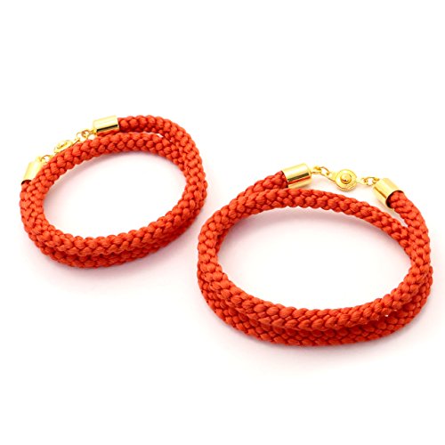 [ノーブランド] No Brand 「君の名は。」モチーフ 組紐 ブレスレット カジュアル ペア 2重巻き ブレス 絹 アクセサリー レッド OLKB01-RD-PAIR