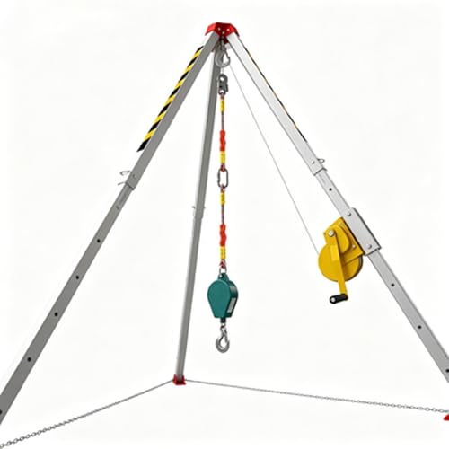 Mine‑Use Confined Space Underground Tripod Rescue Kit, Explosion‑Proof Safety Tripod with Winch & Anti‑Spark Lifeline, Fall Arrest Industrial Gear for Mining Auxiliary Deep‑Well Work