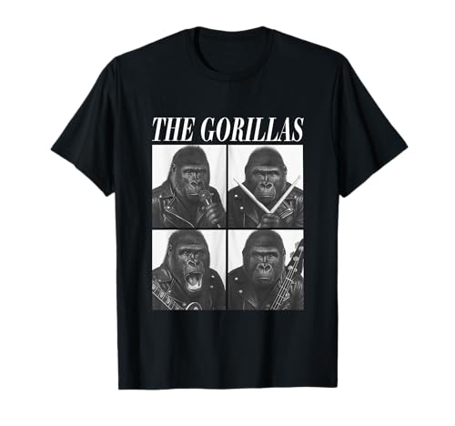 The Gorillas Musicians Cool Animals Rock Music Emo Punk Band T-Shirt