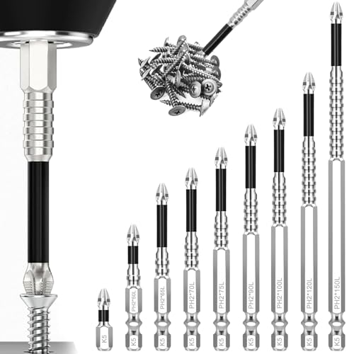 9 Piezas de Conjunto de Brocas para Destornillador Taladro de Alta Magnetismo, Conjunto Universal de Brocas para Destornillador Taladro Altamente Magnético y Resistente